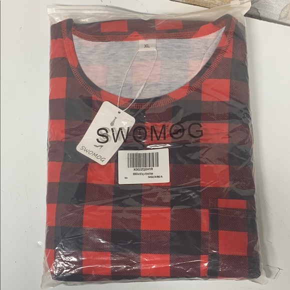 Red and Black Buffalo Check Plaid Pajama Top and pants - Picture 1 of 2